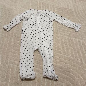 White Baby Onesie with Black Polka Dots
